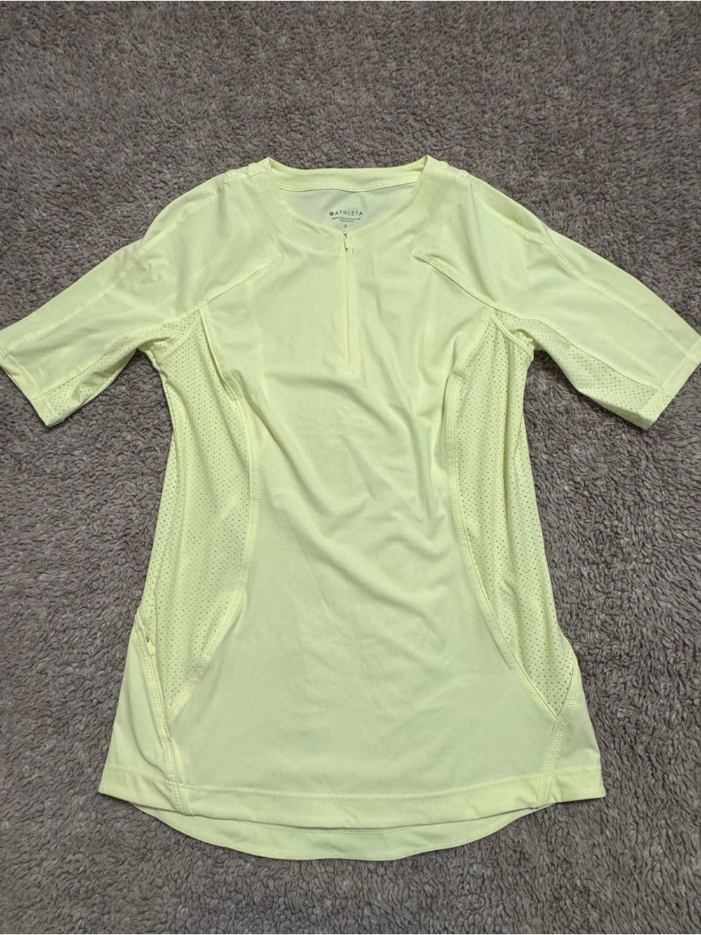 Athleta Neon Yellow Active Short Sleeve Top SMALL